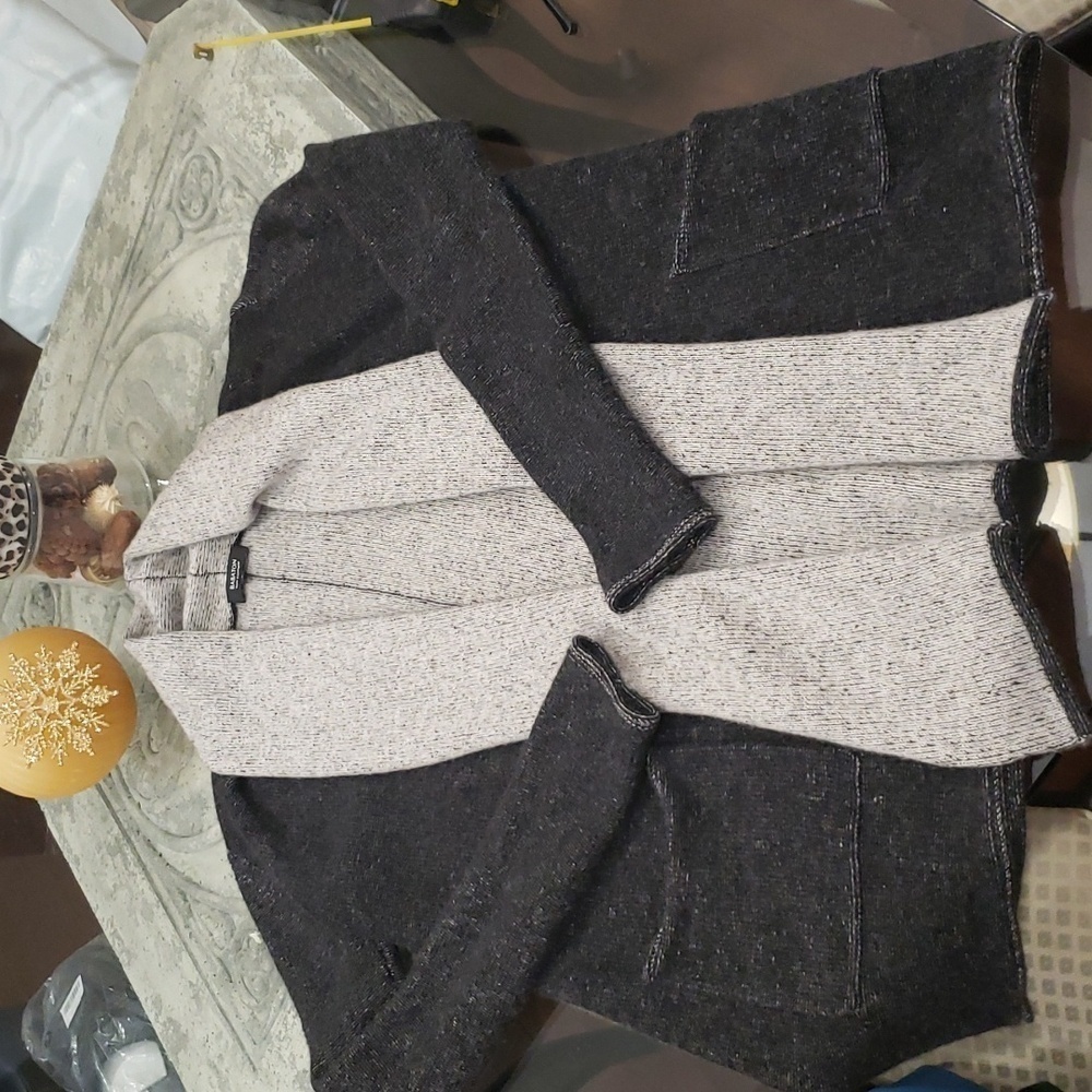 ARITZIA BABATON WOOL AND CASHMERE OPEN FRONT CHUNKY CARDIGAN 2 TONE S